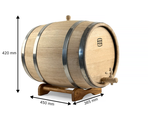 image_5 Dubový sud o objemu 30 litrů se stojanem, dřevěný sud vhodný pro skladování a servírování nápojů