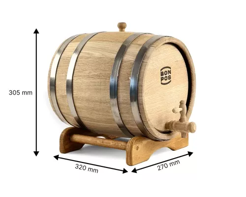 image_4 Dřevěný sud 10 l na víno se stojanem