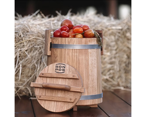 image_3 Dubová káď na ovoce a zeleninu 20 L – přírodní nádoba na solení a nakládání potravin z kvalitního dubového dřeva, ruční výroba, vyztuženo nerezovými obručemi