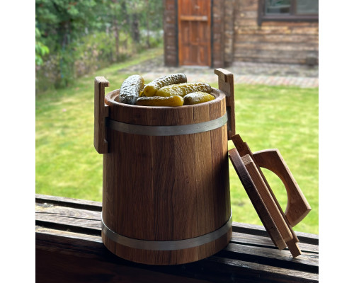 image_2 Dubová káď 10 L na ovoce a zeleninu – malá dřevěná nádoba na nakládání a fermentaci