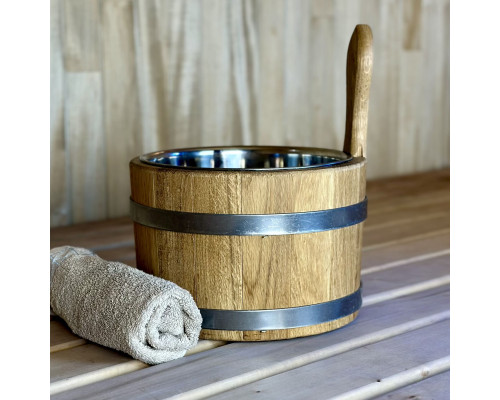 image_3 Dubový saunový džber s nerezovou vložkou, objem 5 litrů, odolný a tradiční doplněk do sauny