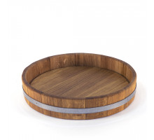 Podnos z dubového dřeva o průměru 340 mm, přírodní masivní dřevěný servírovací podno