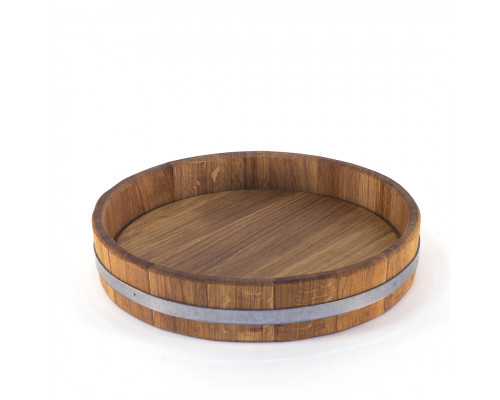 Podnos z dubového dřeva o průměru 340 mm, přírodní masivní dřevěný servírovací podno