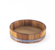 Podnos z masivního dubového dřeva, průměr 270 mm – přírodní a elegantní servírovací doplněk