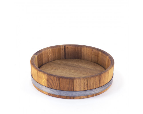 Podnos z masivního dubového dřeva, průměr 270 mm – přírodní a elegantní servírovací doplněk