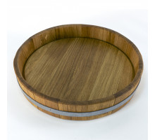 Kulatý podnos z dubového dřeva o průměru 420 mm – přírodní servírovací tác z masivního dubu, ruční výroba