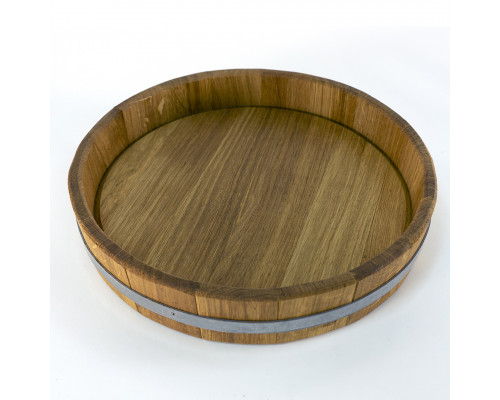 Kulatý podnos z dubového dřeva o průměru 420 mm – přírodní servírovací tác z masivního dubu, ruční výroba