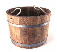 Ručně vyráběný dubový džber 23 litrů s lanovými uchy – dřevěné vědro do sauny a lázně