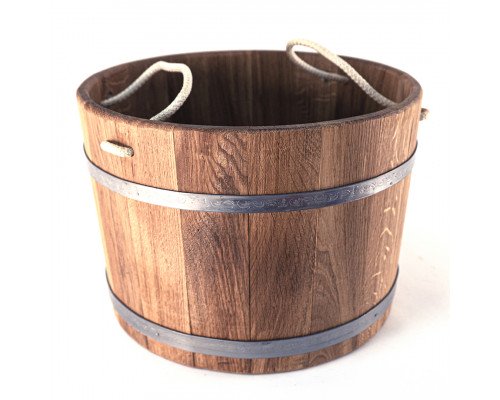 Ručně vyráběný dubový džber 23 litrů s lanovými uchy – dřevěné vědro do sauny a lázně
