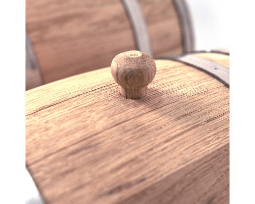 image_3 Dubová sud o objemu 5 litrů se středním vypálením, určená pro zrání a skladování alkoholu, včetně zátky, kohoutu a praktického stojanu pro snadné použití a stabilní umístění