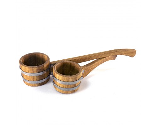 image_3 Dubová naběračka do sauny 0,5 litru s obruči z nerezové oceli, odolná a elegantní