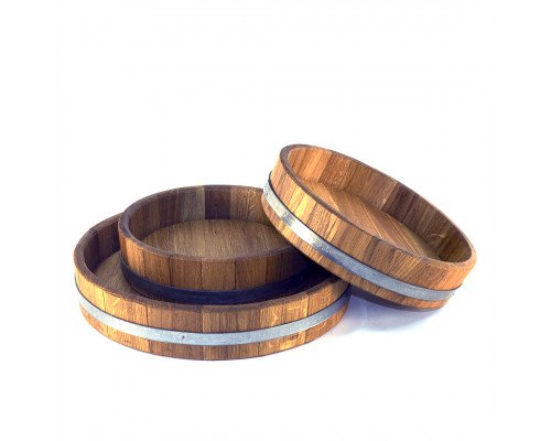 image_4 Podnos z dubového dřeva o průměru 340 mm, přírodní masivní dřevěný servírovací podno