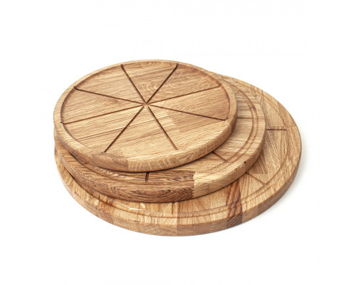 image_3 Dřevěný talíř na pizzu o průměru 340 mm vyrobený z masivního dubového dřeva, přírodní a odolný servírovací talíř pro domácí i restauraci