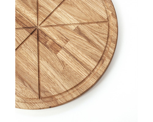 image_2 Dřevěný dubový talíř na pizzu o průměru 250 mm – kulatý servírovací tác z masivního dubu pro stylové podávání pizzy.