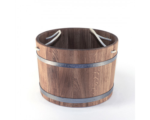 image_1 Dubový džber 35 litrů s lanovými uchy – tradiční dřevěná nádoba na vodu, saunu nebo dekoraci