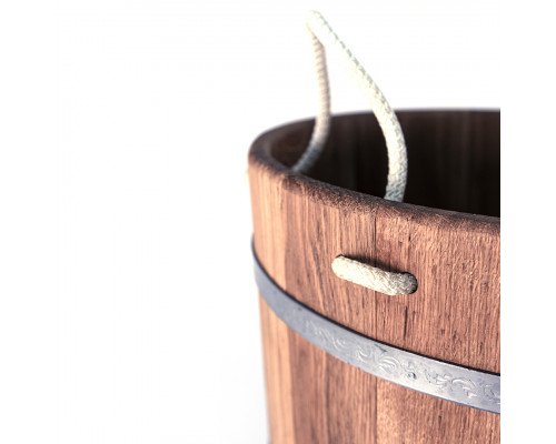 image_1 Ručně vyráběný dubový džber 23 litrů s lanovými uchy – dřevěné vědro do sauny a lázně