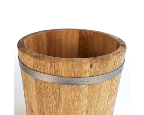 image_1 Kulatý dubový květináč o objemu 10 litrů – přírodní dřevěný obal na rostliny pro interiér i exteriér