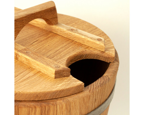 image_3 Dubové vědro-parník o objemu 15 litrů s víkem – tradiční dřevěné vědro pro zapáření vázaného koštěte do sauny, vyrobené z kvalitního dubového dřeva