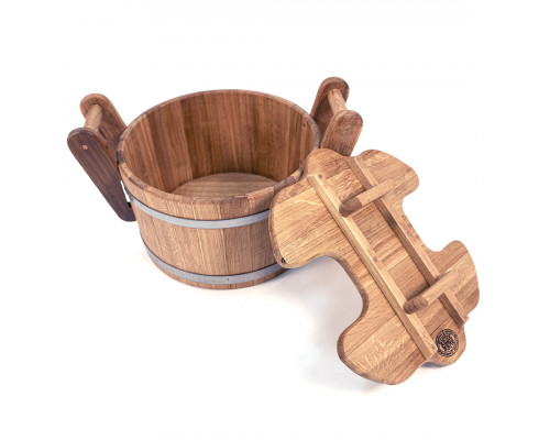 image_1 Dubový džber do sauny o objemu 23 litrů s obručemi z nerezové oceli, tradiční doplněk do parní sauny z přírodního dřeva