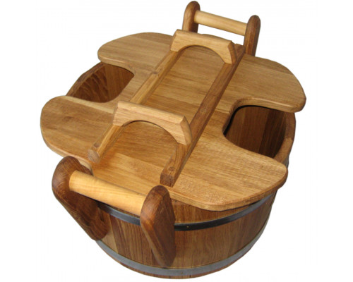 image_2 Dubový džber 35 L z masivního dřeva s nerezovými obručemi, tradiční vědro pro saunu a parní lázeň