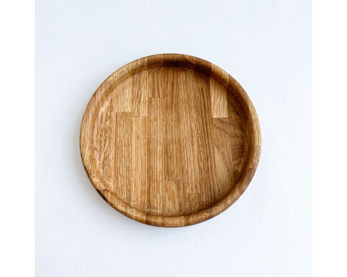 image_4 Sada tří dubových kulatých talířů o průměrech 16 cm, 19 cm a 22 cm, ručně vyráběné z masivního dubového dřeva