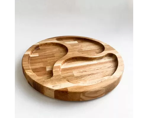 image_1 Dřevěný servírovací talíř 28 cm 3 sekce
