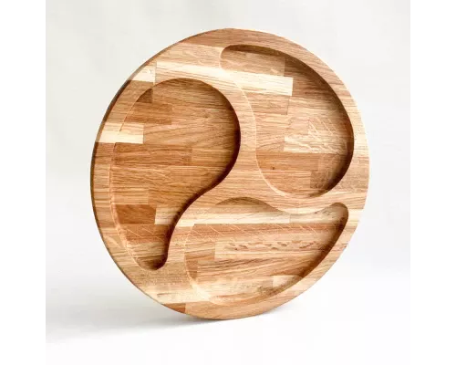 Dřevěný servírovací talíř 28 cm 3 sekce