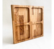 Servírovací čtvercový talíř z dubového dřeva 280x280 mm s přírodní strukturou